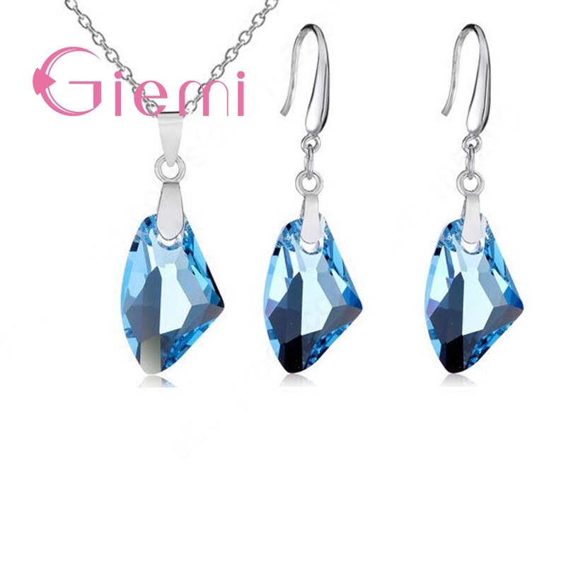 Ensemble de Bijoux En Argent Pour Les Femmes Fille Pendentif Collier pendentifs Boucles D'oreilles 4 Couleur décontracté Bijoux Chaude: Blue