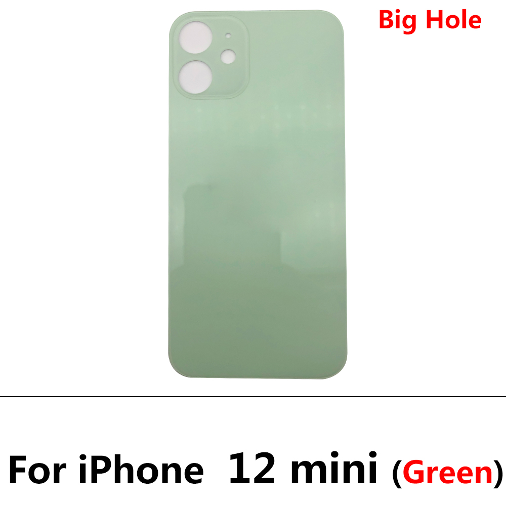 Big Hole Glass Back Cover For Iphone 12 Pro Max 12 Mini Battery Back Cover Glass Rear Door Replacement Housing: For 12 Mini Green