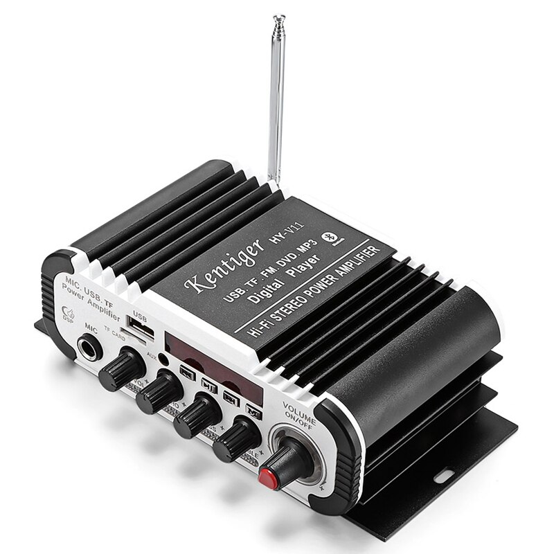 Kentiger Hy - V11 Bluetooth Amplifier 2-Channel Super Bass o Amplifier With Remote Controller Tf Usb Fm 85Db Mp3 Fm Radio