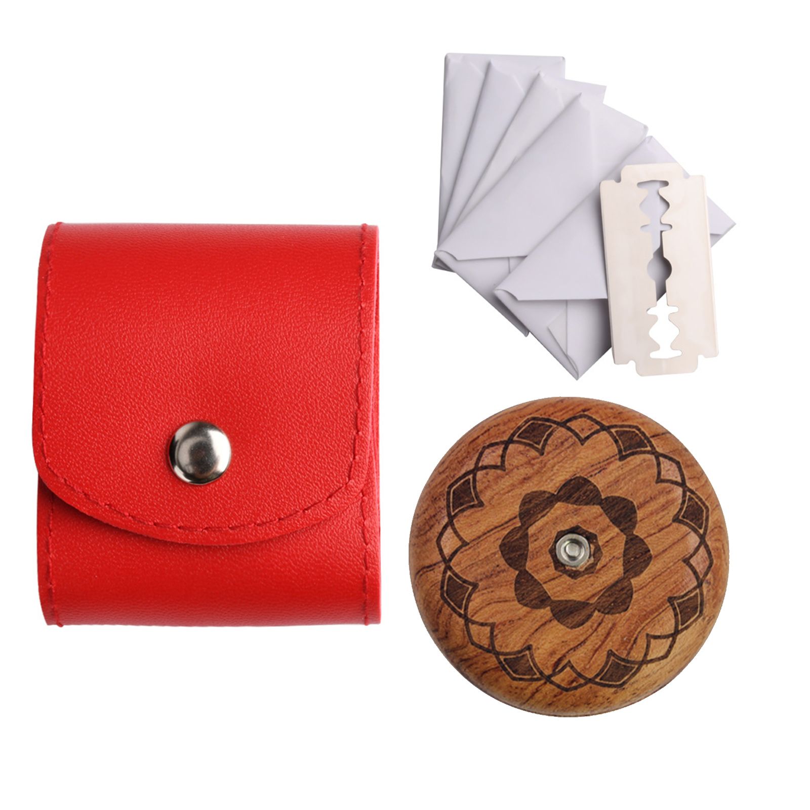 Cortador de pan Lame con bolsa de cuero, herramientas de corte de puntuación de masa para panaderos, 5 cuchillas de madera, FRANCÉS: Caqui oscuro
