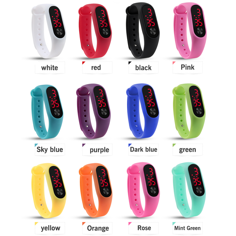 Ich bin Freien Einfache Sport rot LED Digital Armbinde Uhr Männer Frauen Bunte Silikon Uhren freundlicher freundlicher Armbanduhr