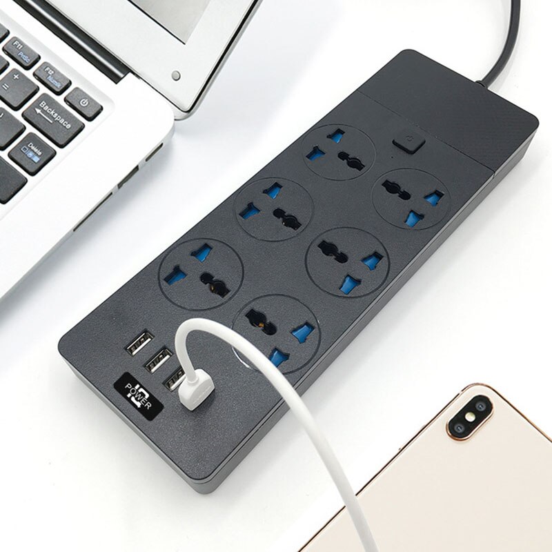 Surge Protector Power Strip with USB 6 Outlets 4 USB Ports Extension Cord for iPhone iPad Tablet PC Home Office Travel