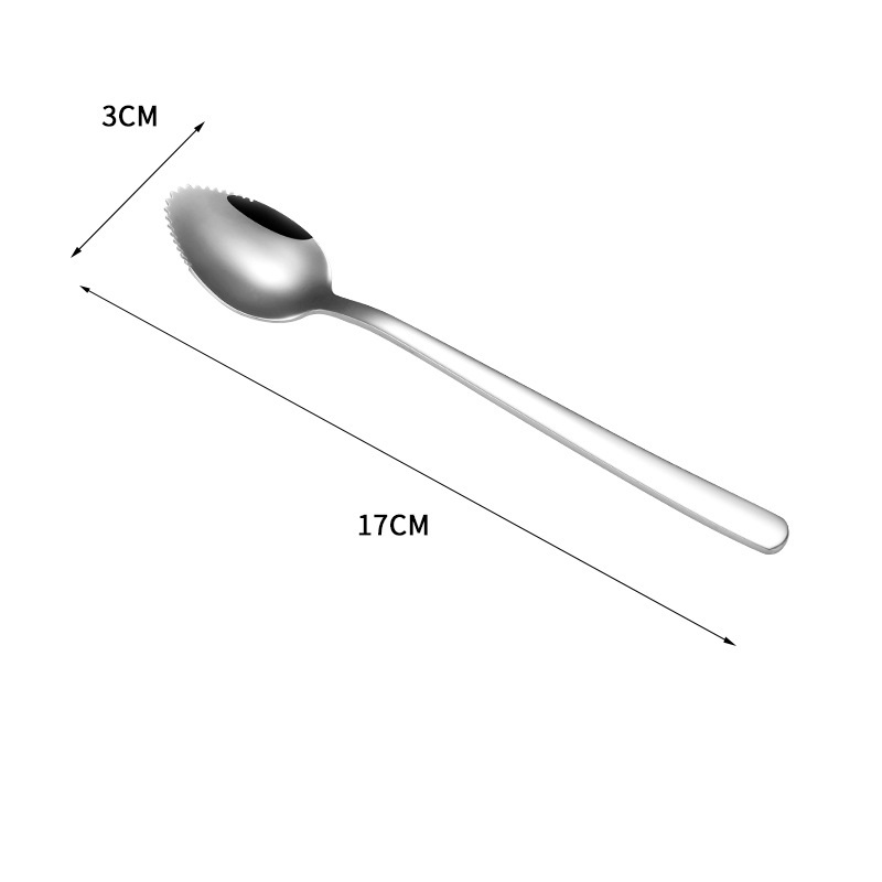 Grueso suave de acero inoxidable cuchara de postre borde dentado cortar fruta cocina gadget herramientas de la cocina