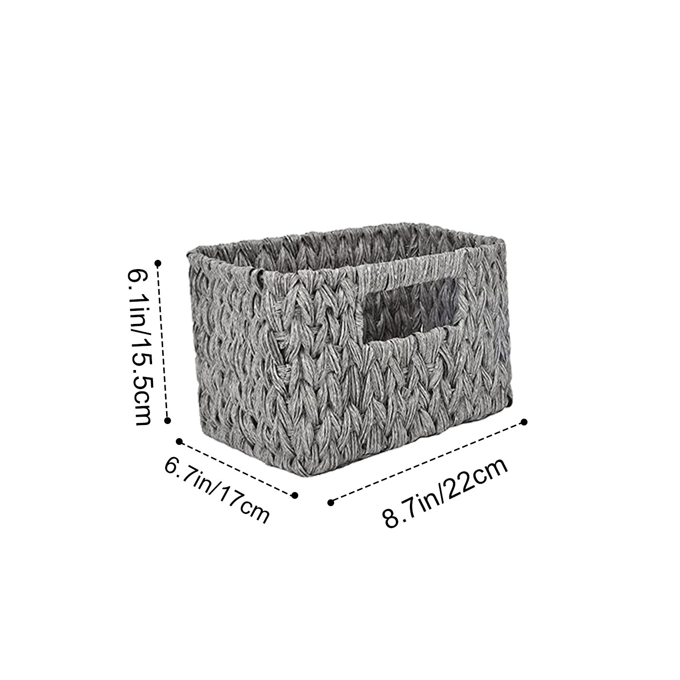 Organizer For Cosmetics 3 Sections Wicker Baskets for Shelves Hand-Woven Storage Baskets Bathroom Organization Water Hyacinth: M Grey