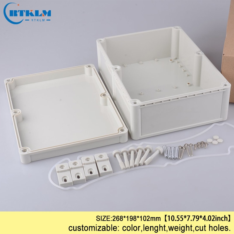 Waterproof junction box transparent for electronic projects circuits abs plastic enclosure box diy instrumen case 268*198*102mm