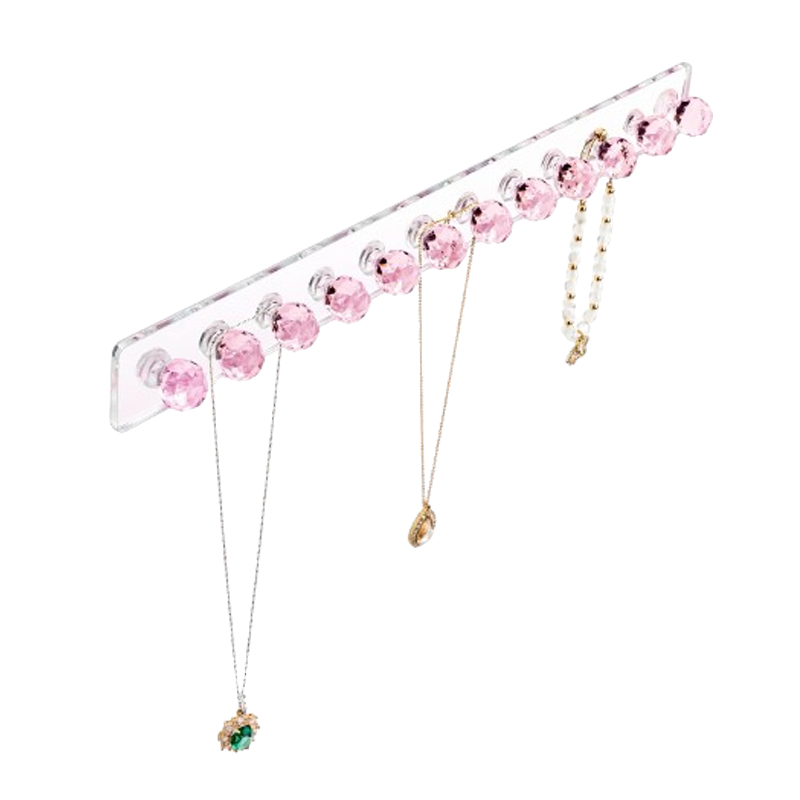 Perchas para collares, soporte acrílico para collares, organizador de joyas montado en la pared, soporte colgante para collares, pulseras y cadenas: Negro