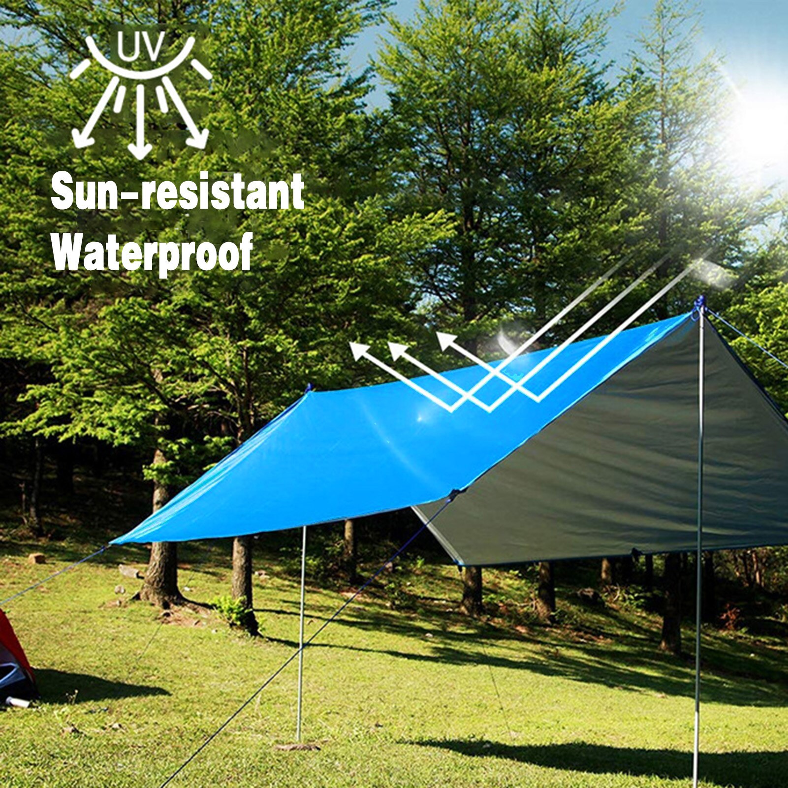 9.8 * 9.8ft à prova dwaterproof água acampamento ao ar livre toldo toldo toldo toldo do pára-sol rede tenda abrigo de chuva esteira de piquenique toldo dossel praia cobertor