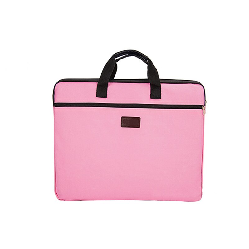 Bolsa de documentos portátil para hombre y mujer, bolso de lona A4 de oficina con cremallera de gran capacidad, bolso de información multicapa, maletín para reuniones: pink