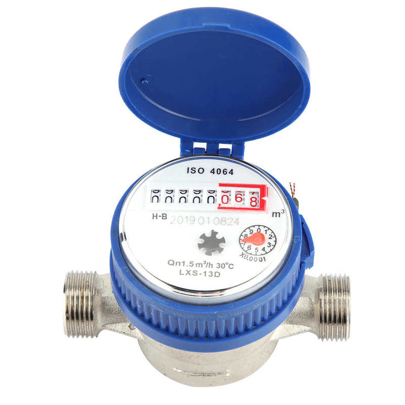 1/2in Copper Mechanical Water Meter Water Flow Gauge With Rotary Counter
