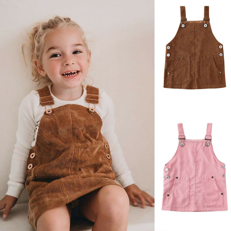 Sommar toddler barn baby girl mini retro klänning solid rem klänning hängslen kjol söt overall