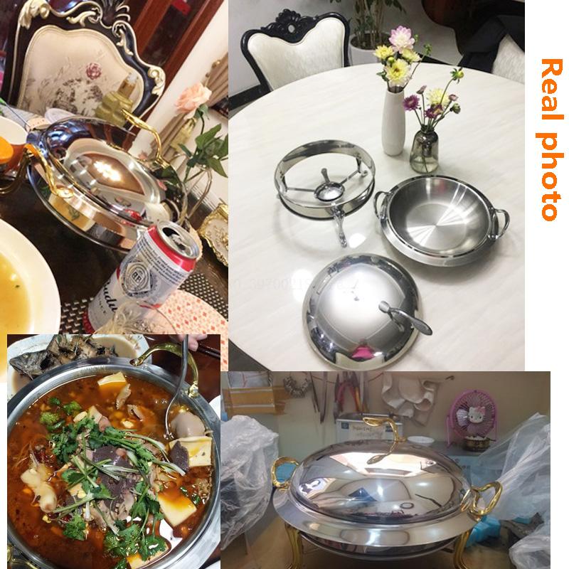 stainless steel alcohol stove household /commercial small chafing dish solid fuel boilersmall dry pot apple pot 20/24cm