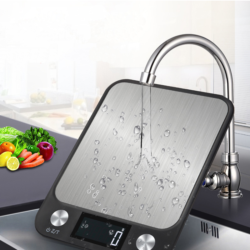 Digital Multi-function Food Kitchen Scale 5kg/1g Stainless Steel Electronic scales LCD Display digital scale for Household black