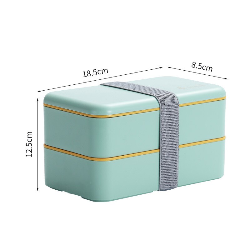 1200ml Double Layers Lunch Box With Spoon Portable Microwave Bento Box Healthy Plastic Food Storage Container Lunchbox: green