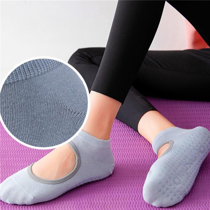 Damen-bandagen-yogasocken, rutschfest, schnelltrocknend, dämpfend, pilates-ballettsocken, guter halt, baumwollsocken