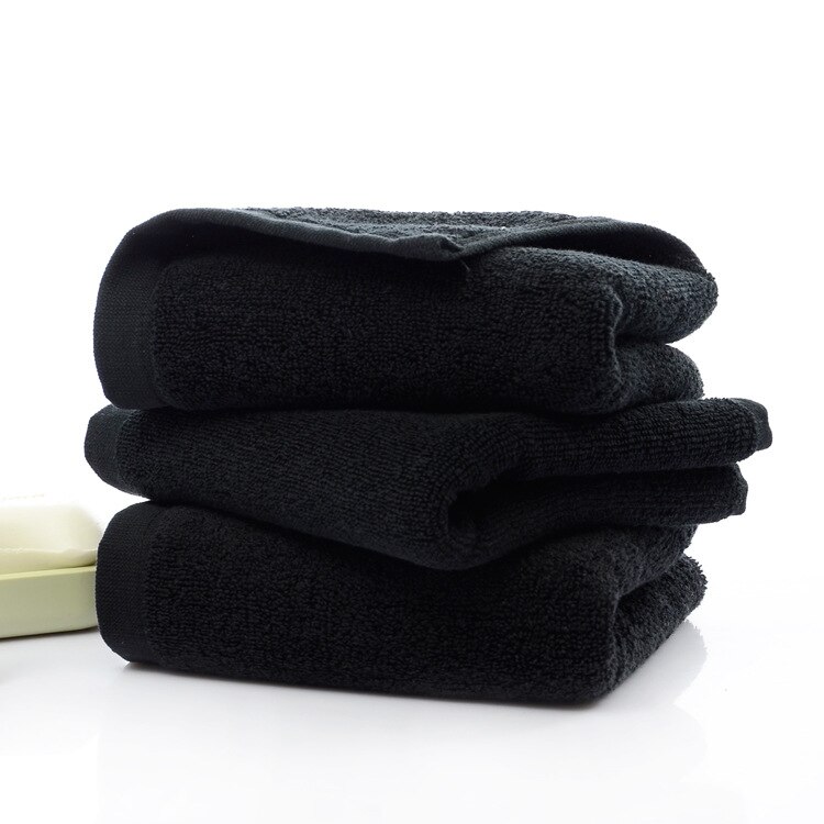 Zwarte Katoenen Badstof Katoenen Handdoeken Gezicht 35*75 cm Badkamer Handdoeken