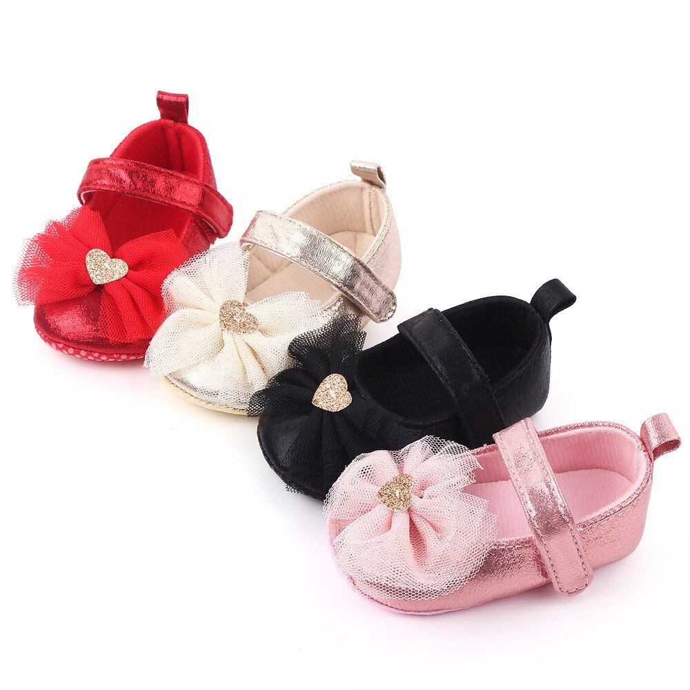 Spring / Autumn Infant Baby Girl baby Shoes princess Bow shoes soft bottom non-slip toddler shoes PU Leather First Walkers
