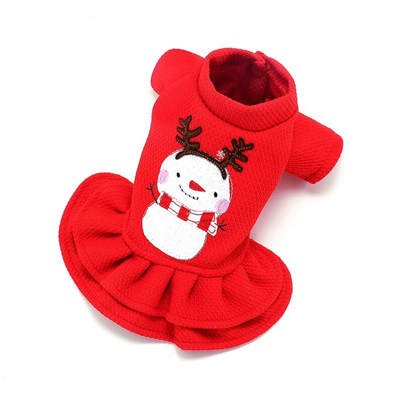 Hund Weihnachten Warme Kleid Kleidung Schneemann Gedruckt Prinzessin Kleider Kleine Hunde Winter Warme Kleid Für Chihuahua Yorkie Bekleidung