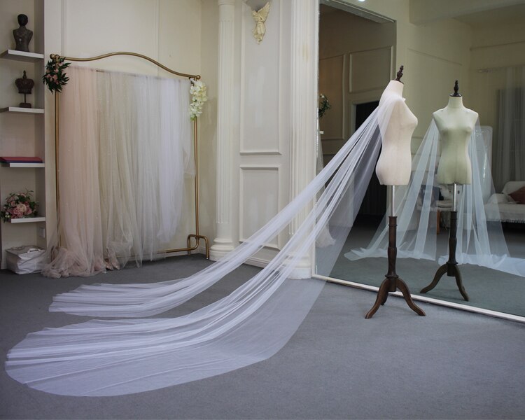 Lange Trein Chiffon Trouwjurk Cape Lange Wit Ivoor Bruiloft Jasje Bolero Schouder Cape Bridal Wrap