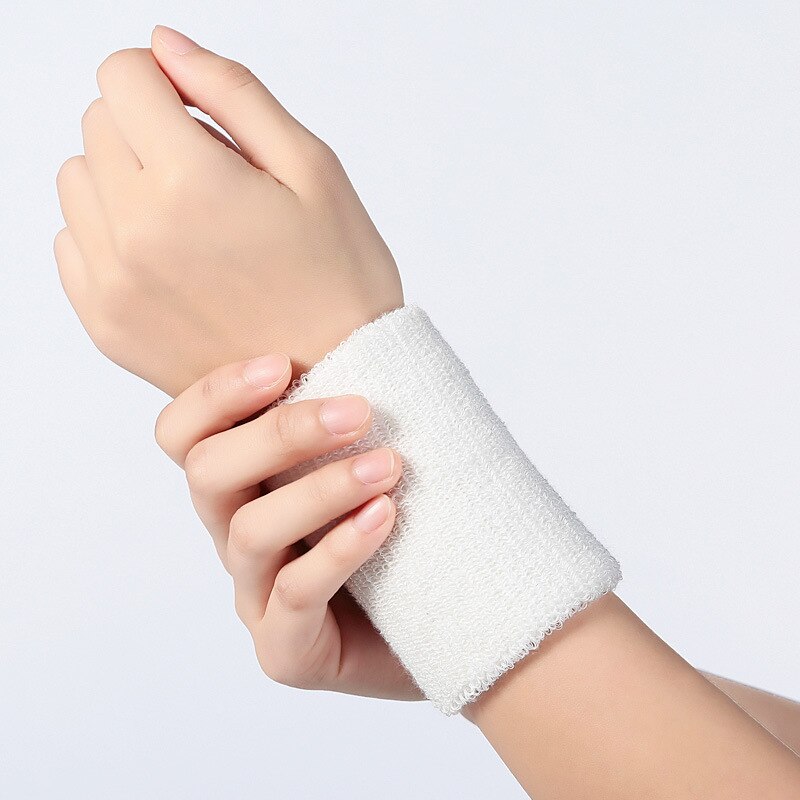 1pc armbånd sports-svedbånd let at tørre åndbart håndbånd sved håndledsstøtte bøjle omslutter vagter til gym volleyball: Hvid