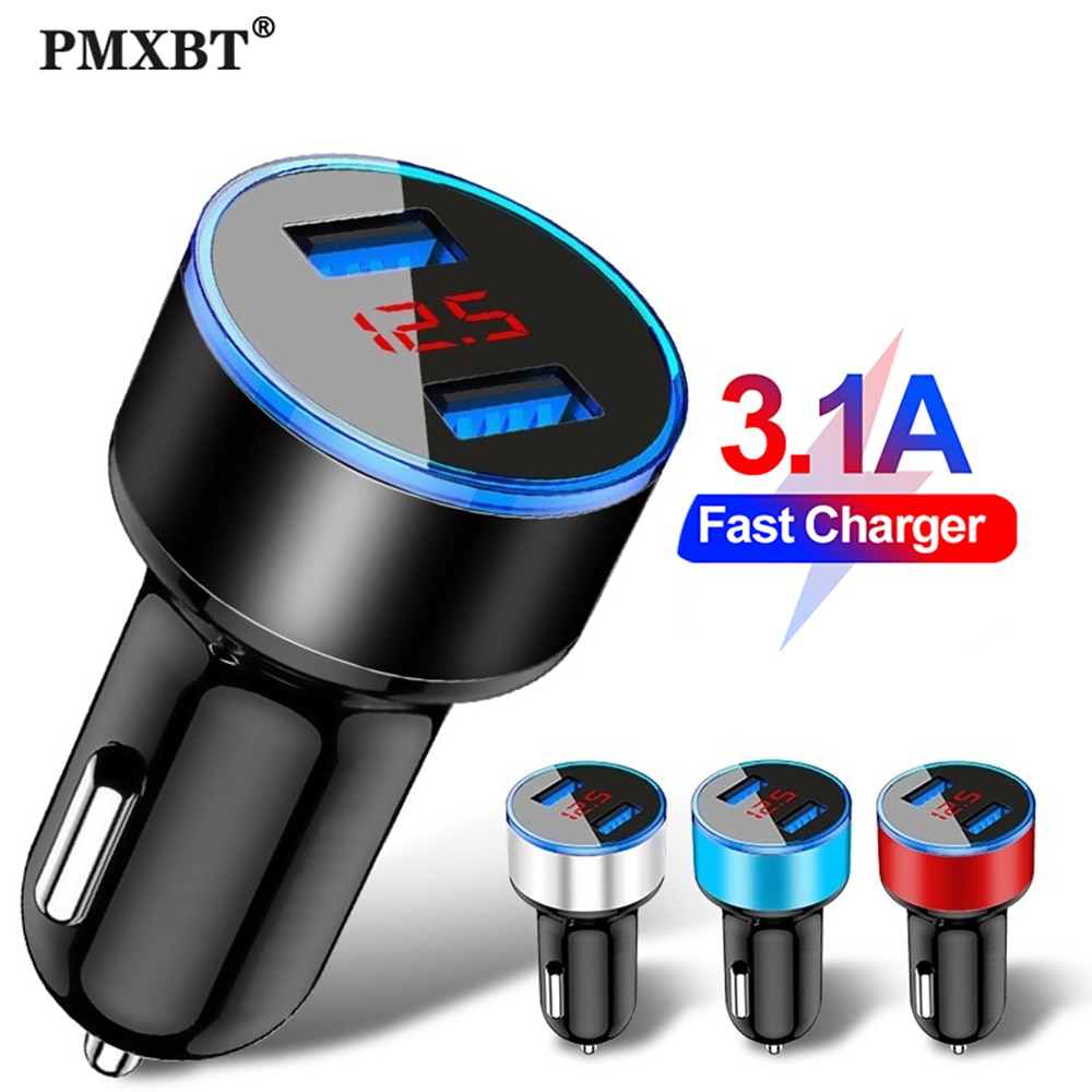 mini USB Caricabatteria Da auto per xiaomi mi9 Voiture Telefono Chargeur Veloce di Ricarica con Schermo A portato 3.1A doppio USB Caricatore Del Telefono in auto