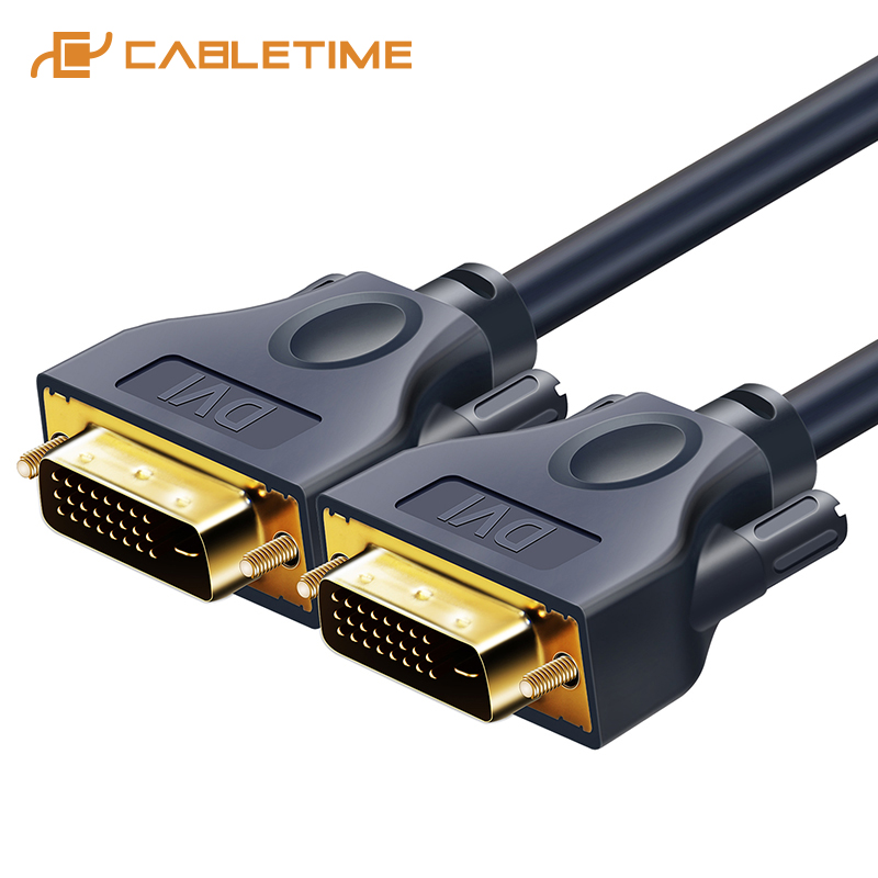 CABLETIME DVI Kabel DVI naar DVI Kabel 24 + 1 Pin High Speed Pro DVI Adapter Male Vergulde 1080P voor Projector LCD HDTV C118