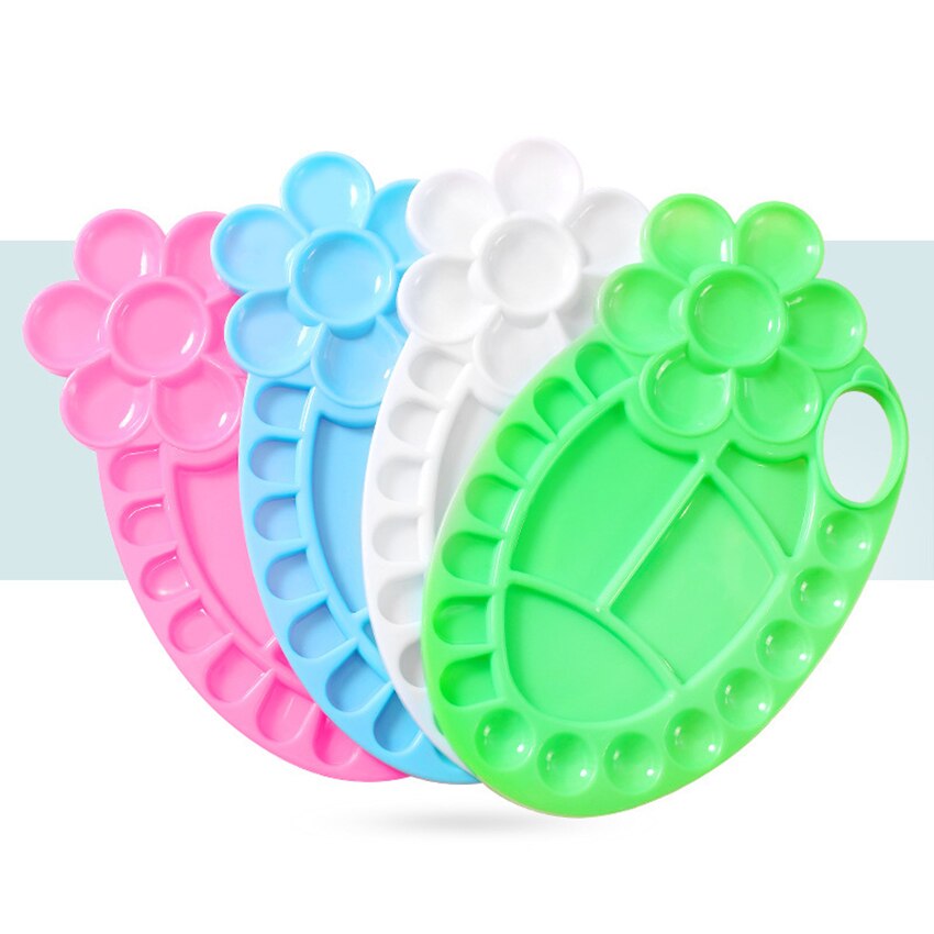 Bloem Vorm Colour Palette Kinderen Schilderen Gereedschap Plastic Verf Palet Voor Aquarel Olieverf Wit/Blauw/Roze/groen
