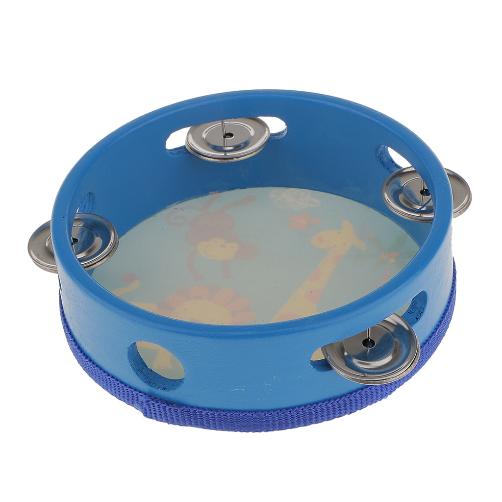 Tre tamburin mini håndklokke til barnehagefest bursdagstilbehør , 6 tommer, skogmønster