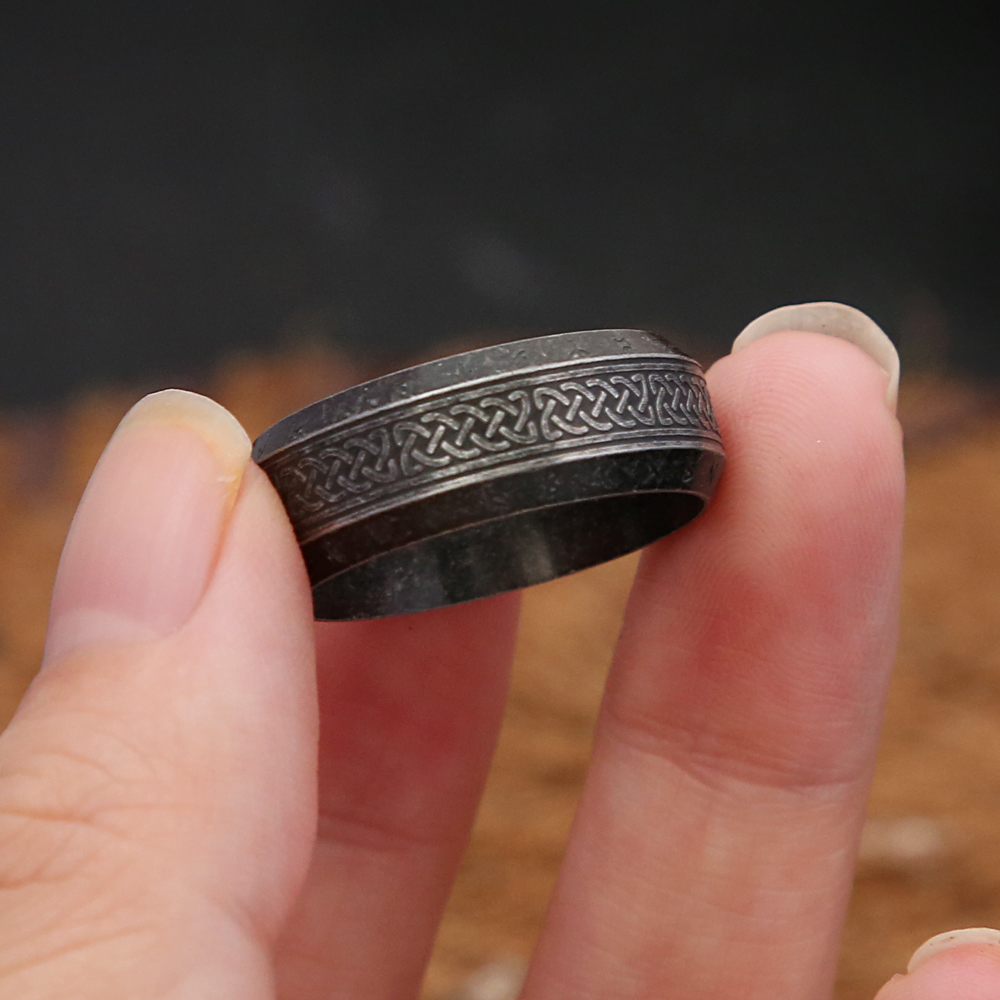 Vintage enkel vikinga runring för män och kvinnor rostfritt stål nordiska keltiska knutringar par amulettsmycken