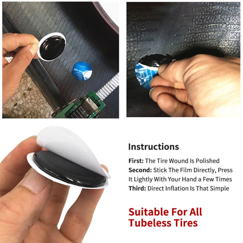 Quick Self Adhesive Repair Cold Patch With Glue Film Drying Rubber Automobile Inner Tube Vacuum Tire Patch Tool Free Tire Patch