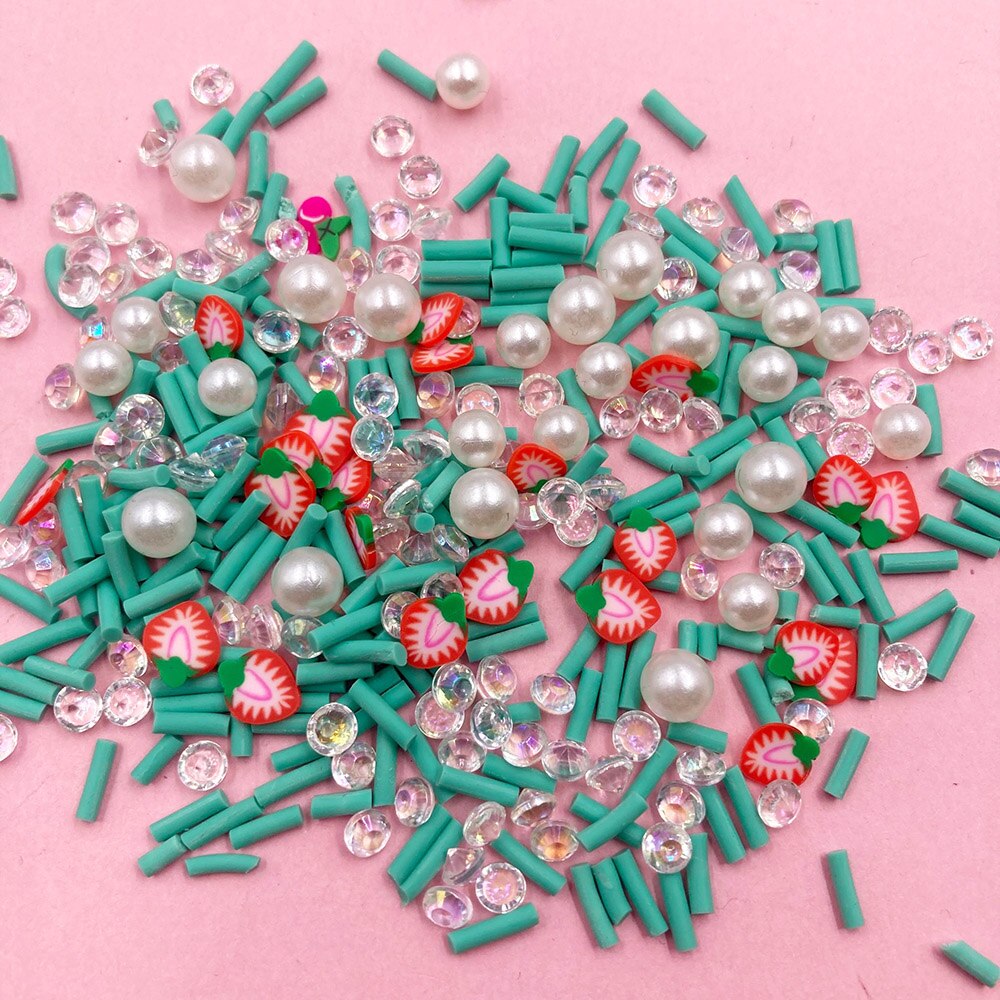 100g blandede polymer ler jordbær kirsebærskiver krystal perle ler drys til diy håndværk lille søde plast klei tilbehør: Nr. .2