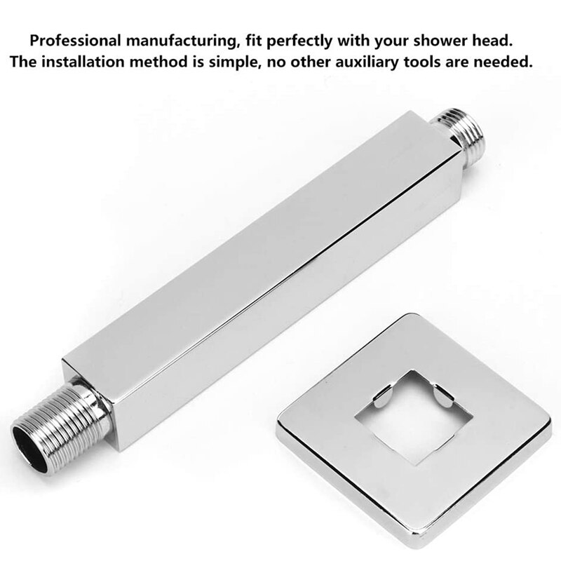 G1 / 2 Inch Shower Arm, with Thread and Flange Stainless Steel Universal Shower Wall-Mounted Right-Angle Shower Arm