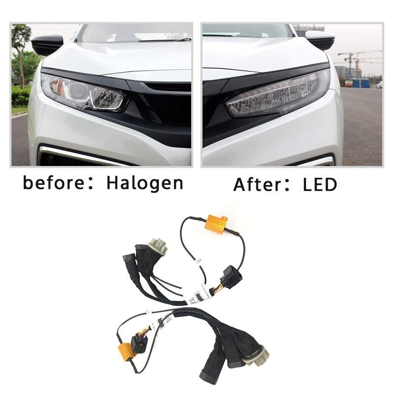 For Honda Civic 10Th From Halogen To LED Headlight Adapter Wire Harness Head Light Upgrade Modified Wiring