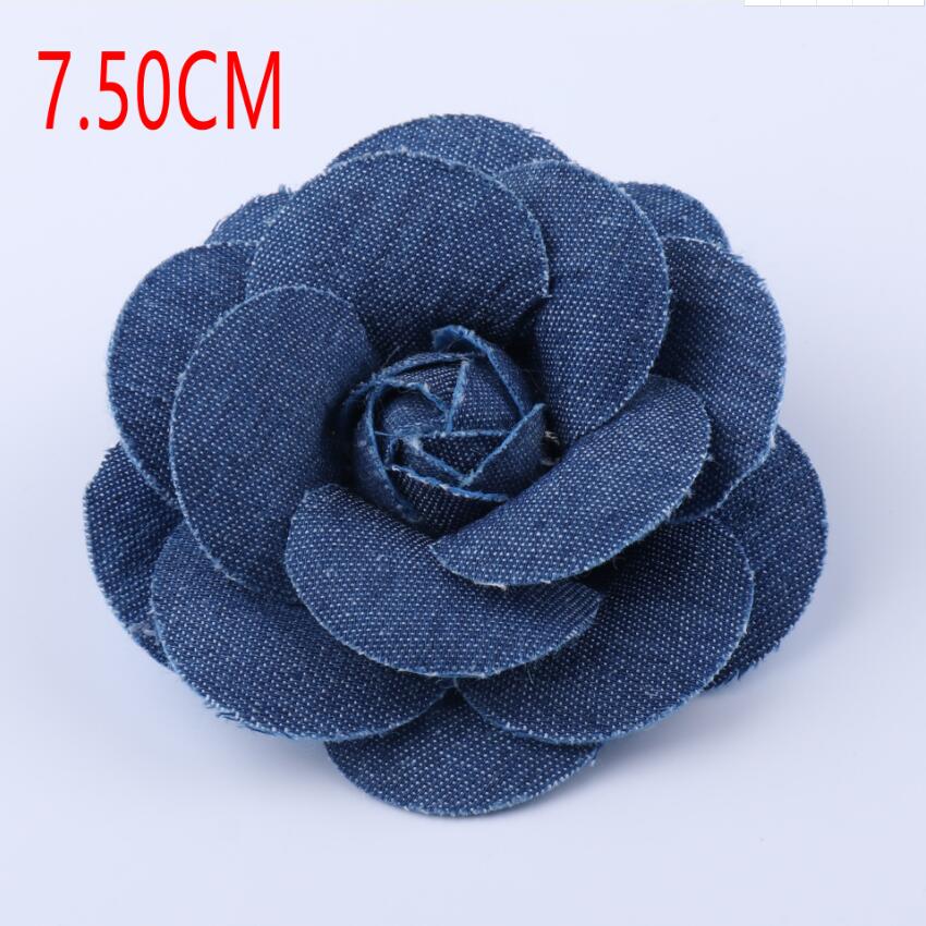 100 Uds hecho a mano accesorios para el cabello de francy Rosa flor-denim flor para el cabello de tela-jeans flores de decoración flor
