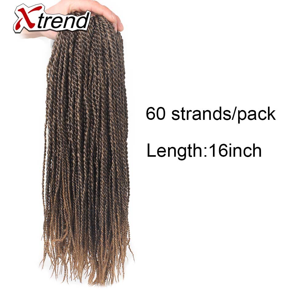 Xtrend senegalés giro Crochet trenza sintética extensiones de cabello 16 pulgadas 60 hilos por paquete Ombre negro marrón giros trenzas