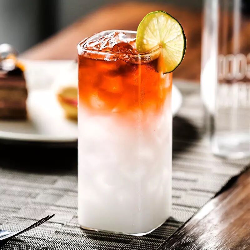 Highball Glasses Lead-Free Crystal Clear Glass Drinking Cups for Water Wine Beer Cocktails and Square Mini Dessert Cups