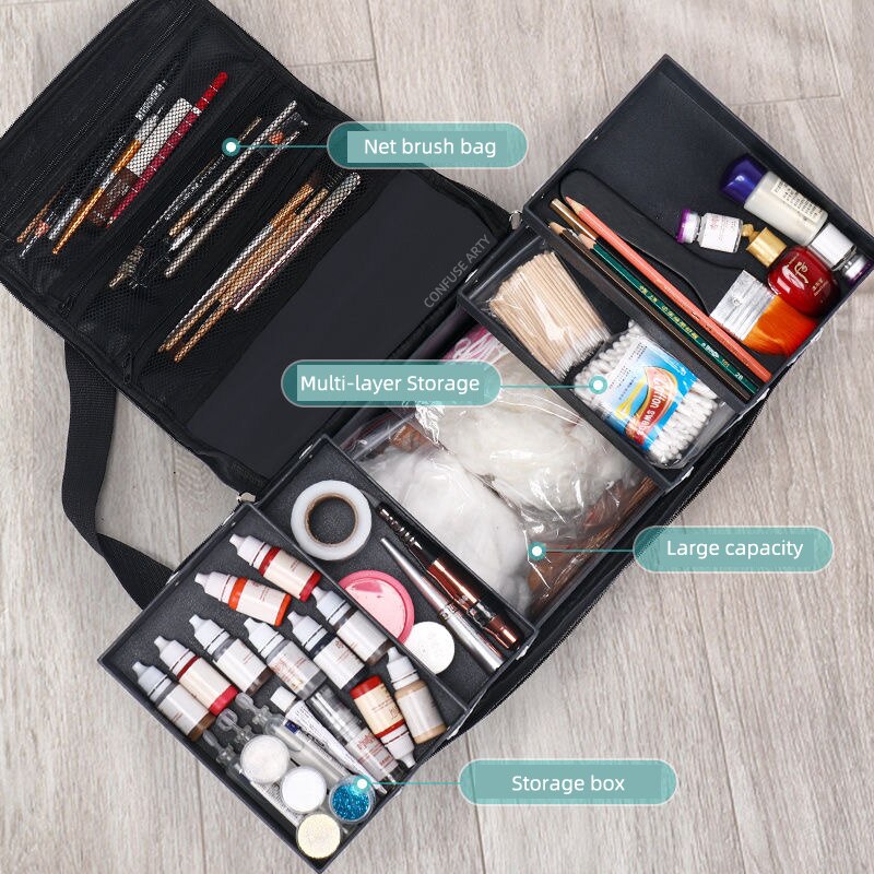 large capacity Make up bag multi-layer manicure hairdressing embroidery tool kit cosmetics storage case toiletry bag