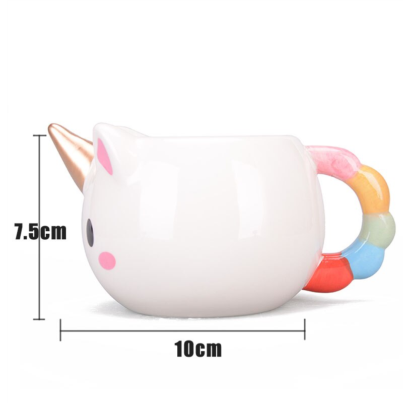 Tasse licorne arc-en-ciel, tasse licorne 3D, tasse à café en céramique, or stéréo, mignon, 300ml