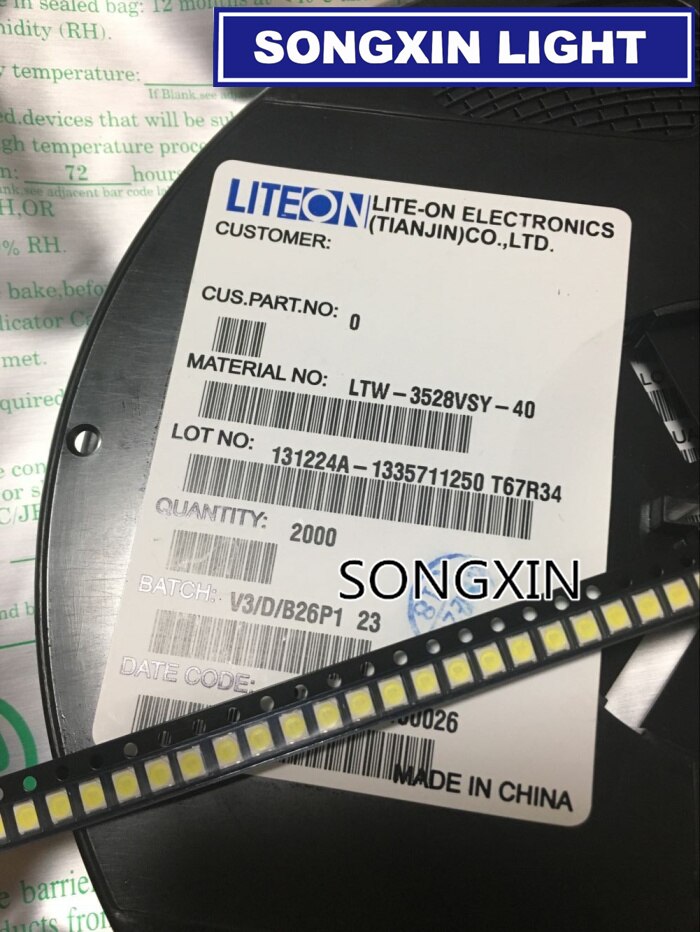 50pcs LITEON LED Backlight 1210 3528 2835 1W 1.5W 150LM Cool white LCD Backlight for TV TV Application LITE ON LED 2835 3528 3V