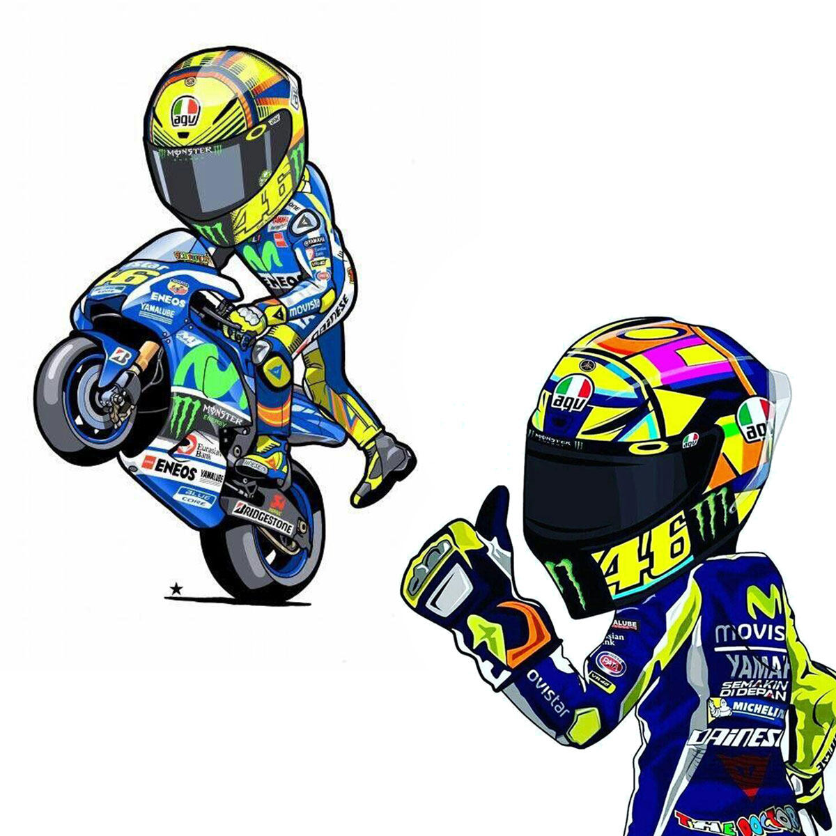 JDM 46 Rossi Signature Adesivo per moto Adesivo riflettente impermeabile Decorazione per finestra paraurti: Lavanda