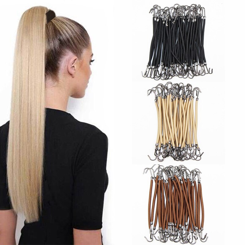 20pcs Ponytail Rubber Elastic Hook Hair Bands For Women Gum Hooks Hair Accessories Hair Ties Styling Tools Holder Bungee Bands