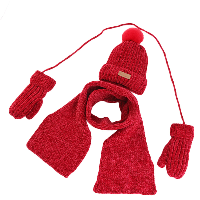 Gorro y bufanda para bebé de 1 a 5 años, traje de 3 piezas, invierno, cálido, Chenille, Slouchy, gorro y bufanda para niños y niñas, novedad
