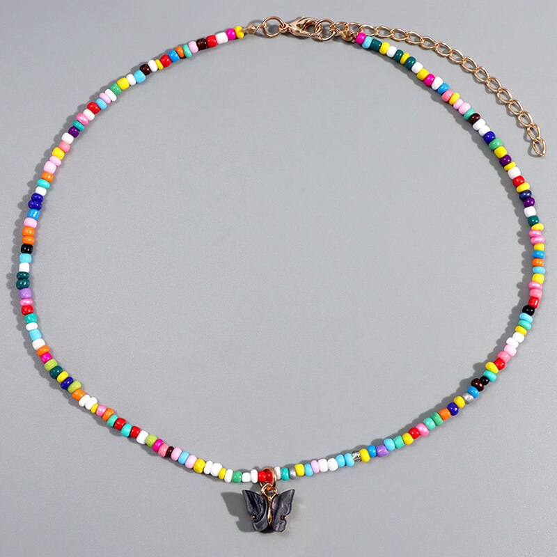 Neue Trend Elegante Schmuck Multi-schicht Mixcolor Perlen Kette Herz Anhänger Halskette Unquie Frauen Halskette X0118