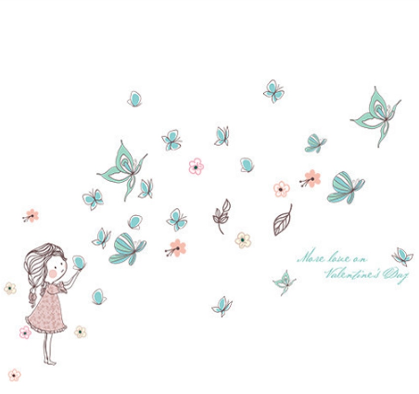 Flying butterfly stickers for girls Wall, girls room, home decor, art mural, cartoon stickers, kids room wallpaper