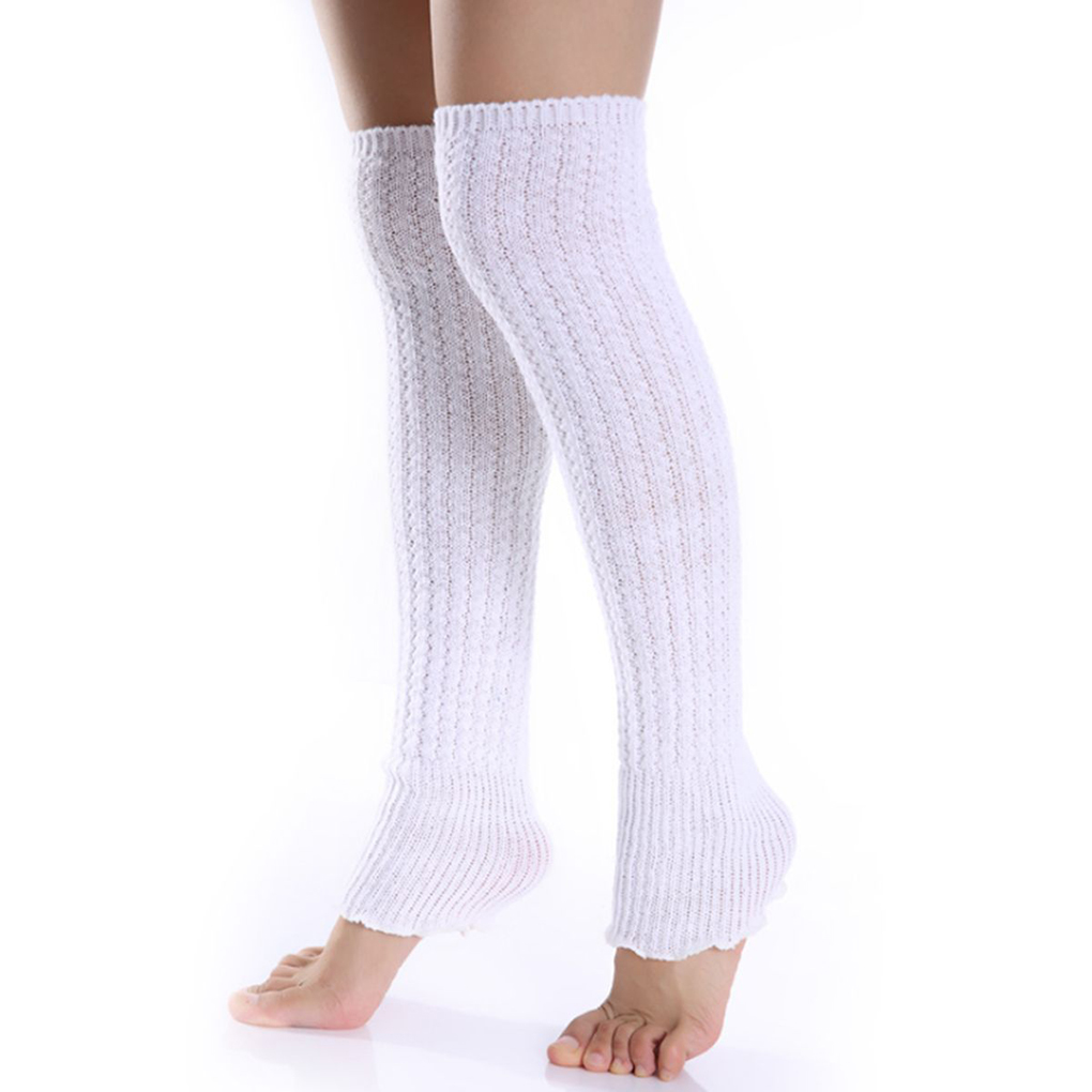Kvinder strik tights tåløse ben varmere peplum flæse lange crop støvler luv pige strømpe kvinder varm knæ høj vinter strik strømpe