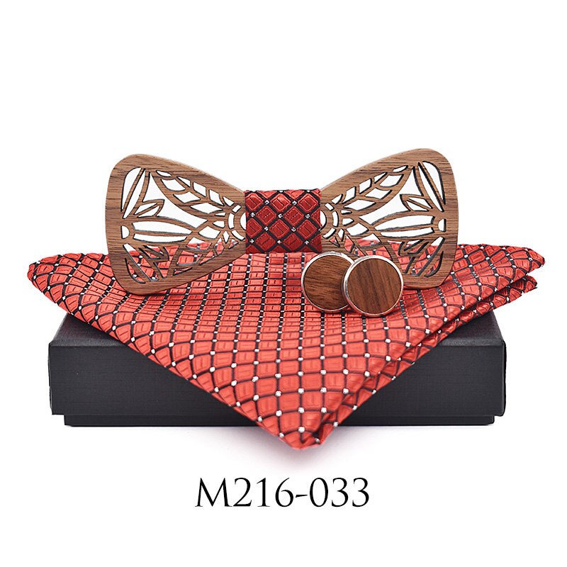 ZDJMEITRXDOOW holz fliege einstellen und Taschentuch Bowtie Krawatte Cravate Homme Noeud Papillon Mann Corbatas hombre Pajarita: einstellen-033