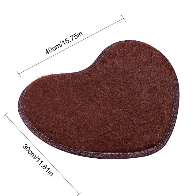 1pcs Floor Mats Cute Heart Shape Carpet Non-slip Shaggy Carpets Kitchen Bathroom Rugs Home Decor 30x40cm: coffee
