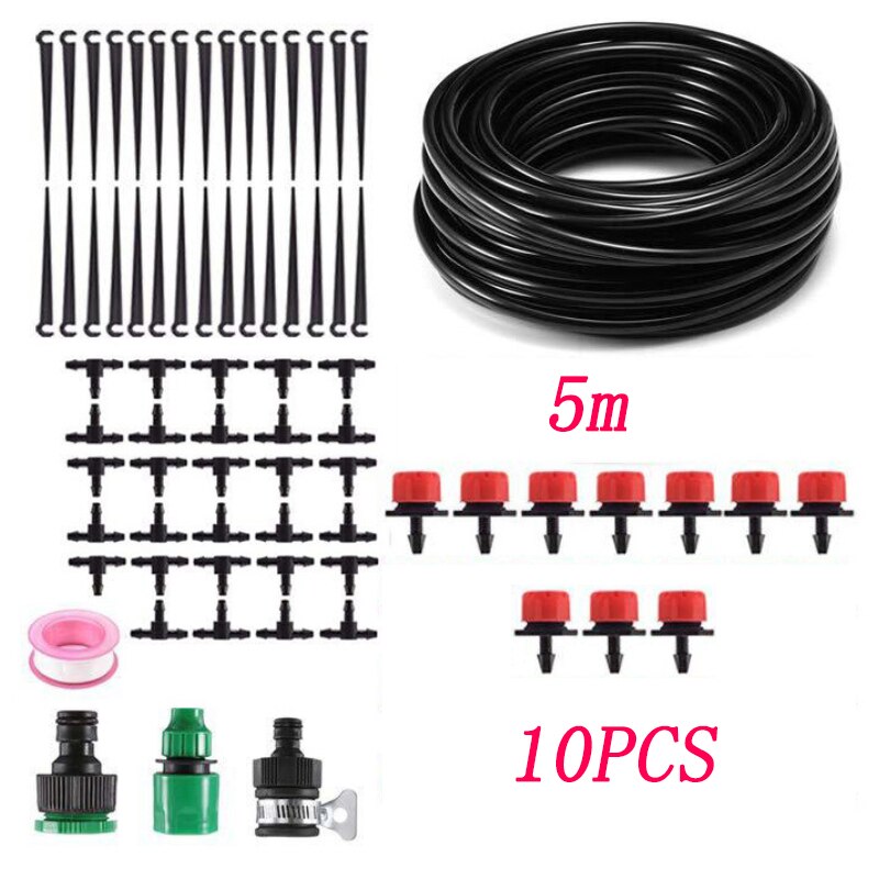 Garden Irrigation System Timer Drip Sprinklers Garden Plant Self Watering Kit Garden Drip Irrigation Automatic Watering Set: 03 5m10pcs