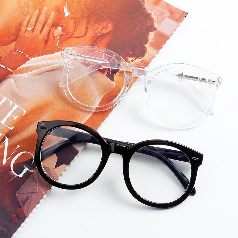 Brilmontuur, anti-blauw licht, gamebril, computerbril, anti-reflectiebril, damesmontuur, ronde, heldere glazen.