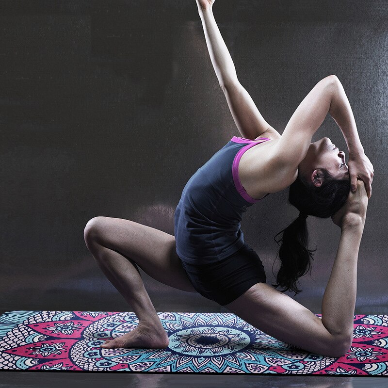 Tapis de yoga imprimé en caoutchouc naturel, long, épais et large de 1mm, antidérapant, fitness