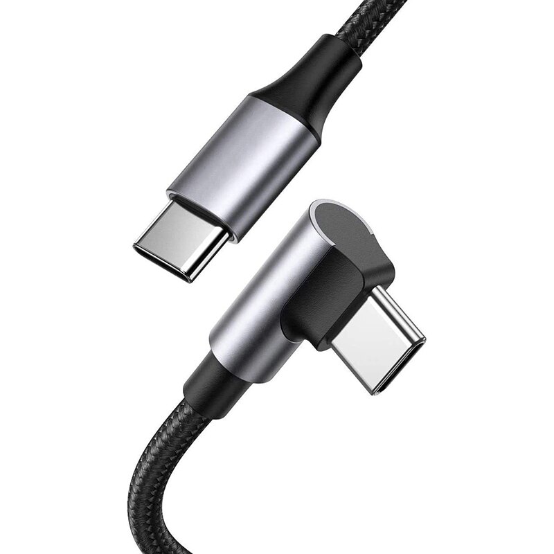 Usb-c-zu-usb-c-kabel, rechtwinklig , 100w -polig, schnellladekabel typ  c 90 , strom- und datenkabel für ipad und samsung: Default Title